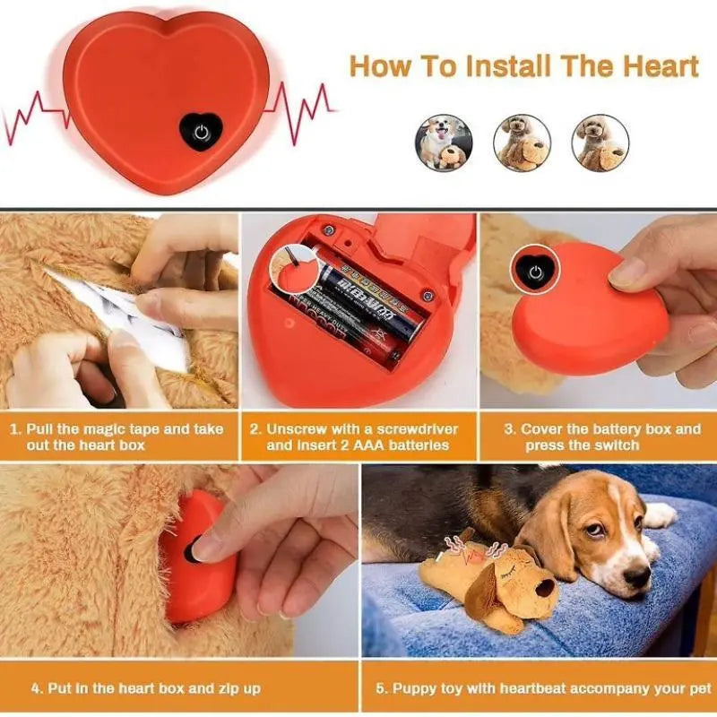 Heartbeat Plush Dog Toy for Calming and Sleep Support - Alleviates Separation Anxiety and Stress