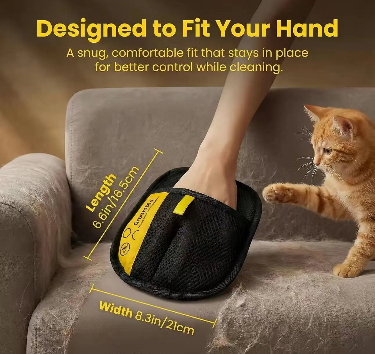 Electrostatic Pet Hair Remover Gloves - Dual-Sided Brush for Effective Cat and Dog Hair Removal from Furniture, Carpets, and Car Seats - Reusable Grooming Tool