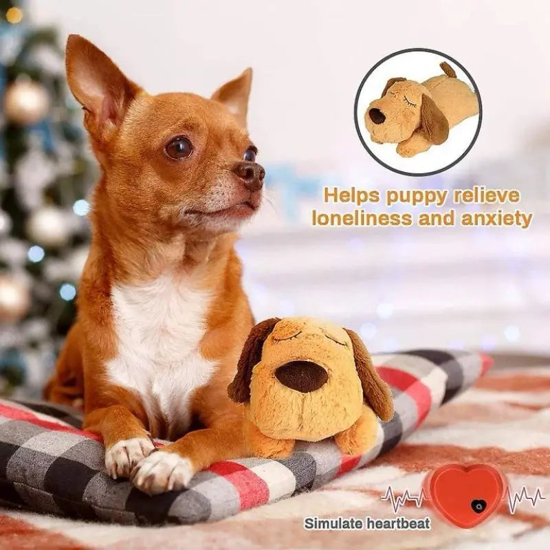 Heartbeat Plush Dog Toy for Calming and Sleep Support - Alleviates Separation Anxiety and Stress