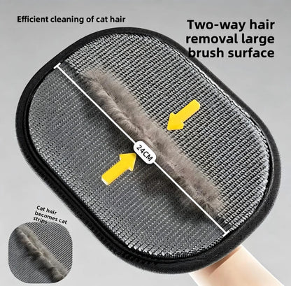 Electrostatic Pet Hair Remover Gloves - Dual-Sided Brush for Effective Cat and Dog Hair Removal from Furniture, Carpets, and Car Seats - Reusable Grooming Tool