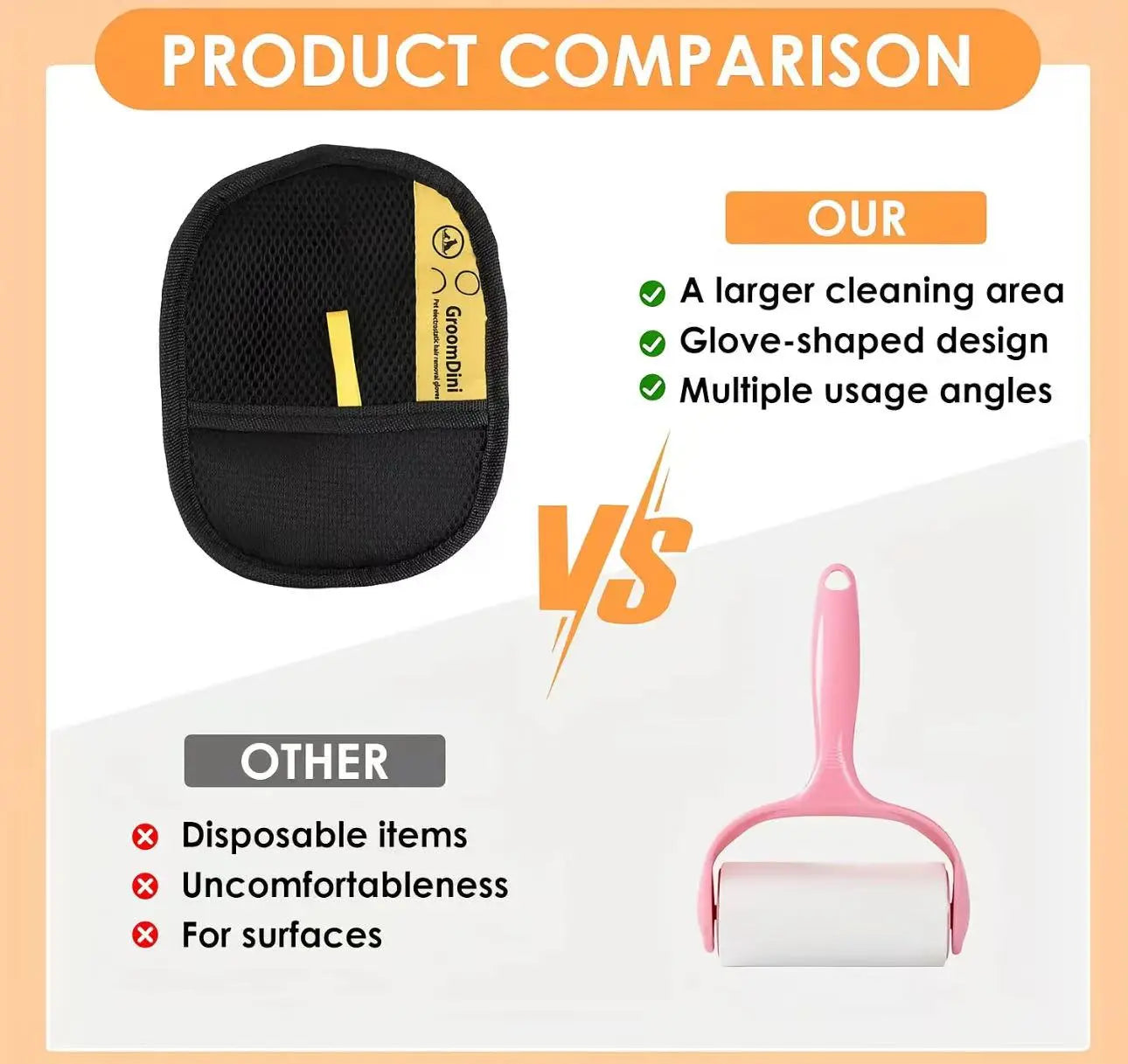 Electrostatic Pet Hair Remover Gloves - Dual-Sided Brush for Effective Cat and Dog Hair Removal from Furniture, Carpets, and Car Seats - Reusable Grooming Tool