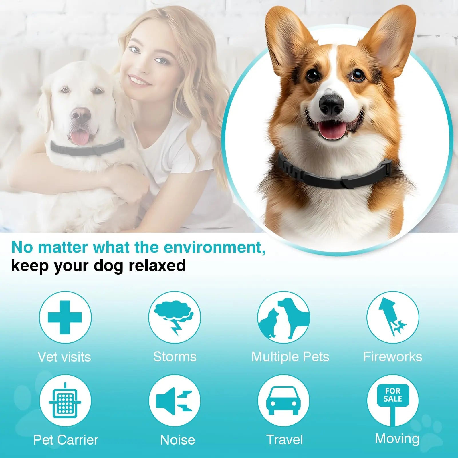 Pet Pulse Calming Collar for Dogs - 6 Pack Adjustable Pheromone Collars for Stress Relief and Separation Anxiety, 60 Days of Calm for Small, Medium, and Large Dogs, Waterproof Design, 25 Inch